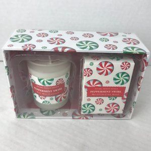 Luxurious Candle & Soap Gift Set Michel Design Works Christmas Peppermint Swirl